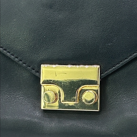 Loeffler Randall Luxurious Black Leather Crossbody Purse Bag w/ Gold Chain Strap - Picture 8 of 10